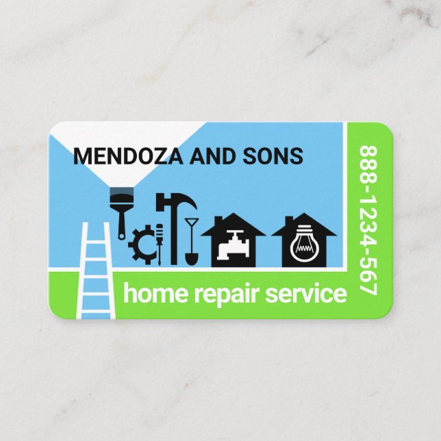 Home Handyman Tools Landscape Business Card (Front)