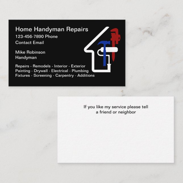 Home Handyman Unique Business Cards  (Front/Back)