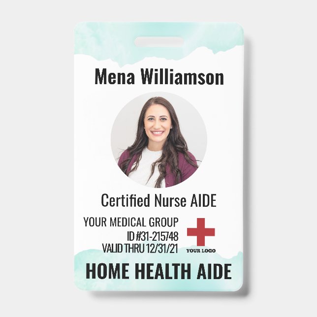 Home Health Aide Certified Nurse Aide Photo ID Badge (Front)