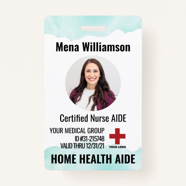 Home Health Aide Certified Nurse Aide Photo ID Badge (Front)