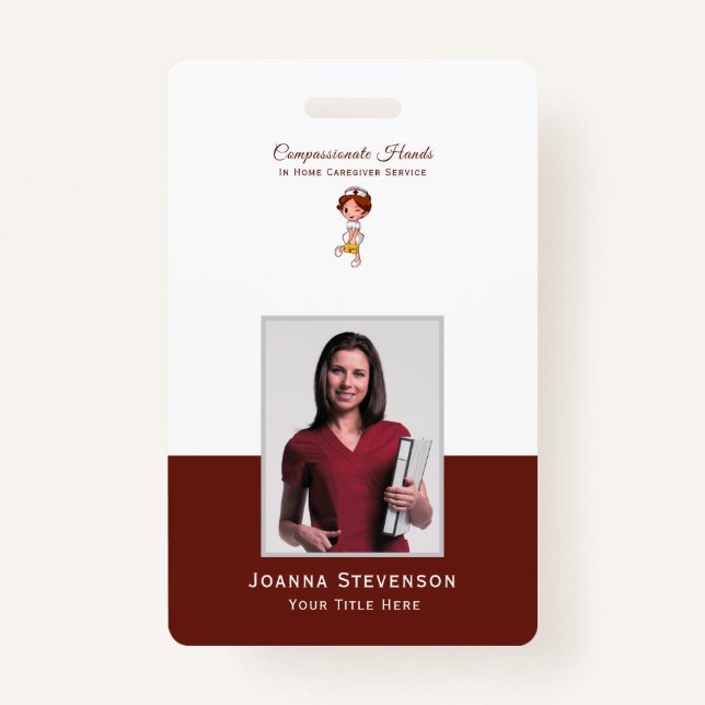 Home Health Care Nurse Caregiver Photo Badge (Front)