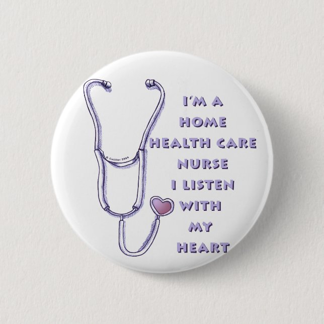 Home Health Care Nurse Heart 2 Inch Round Button (Front)