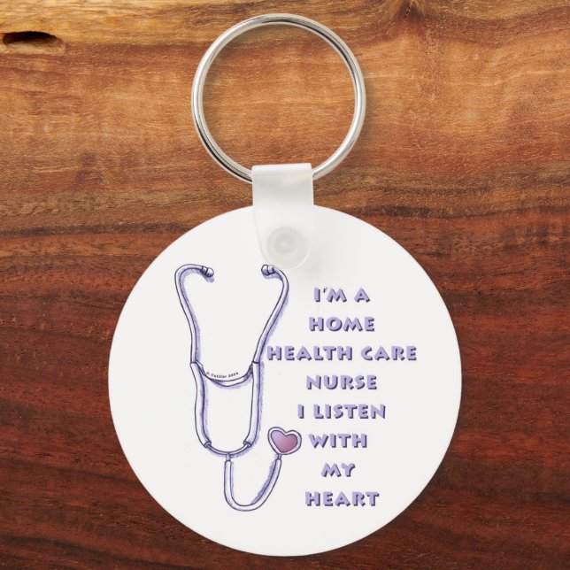 Home Health Care Nurse Heart Keychain (Front)