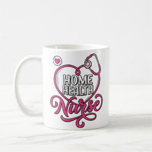 Home Health Nurse Pink Stethoscope Shirt Design_1 Coffee Mug