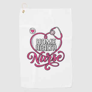 Home Health Nurse Pink Stethoscope Shirt Design_1 Golf Towel