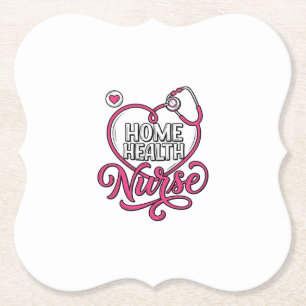 Home Health Nurse Pink Stethoscope Shirt Design_1 Paper Coaster