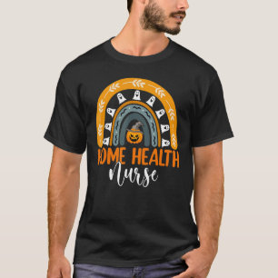Home Health Nurse Rainbow Halloween Pumpkin Costum T-Shirt