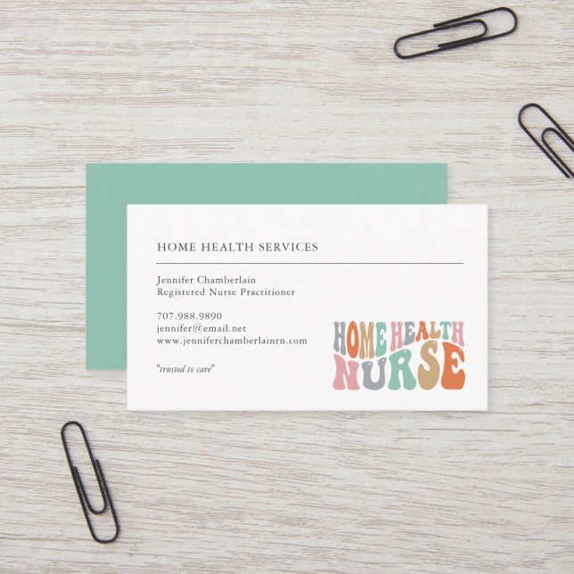 Home Health Nurse Services Stethoscope Business Card (Front/Back In Situ)