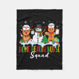 Home Health Nurse Squad Reindeer Gingerbread Chris Fleece Blanket