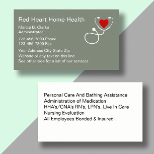 Home Health Nursing Services Business Card