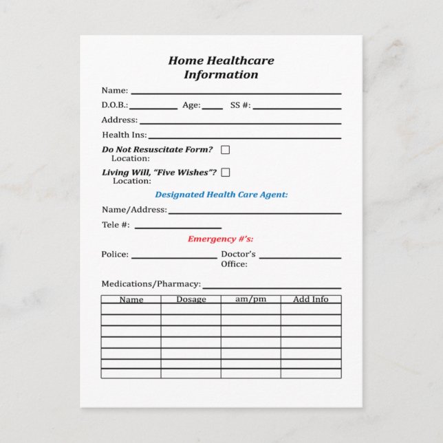Home Healthcare Info Card With Image (Front)