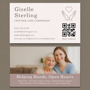 Home Help Caregiver QR Code Certified Support Business Card