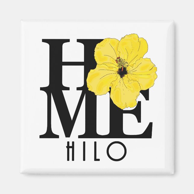 HOME Hilo Hawaii Yellow Hibiscus Magnet (Front)
