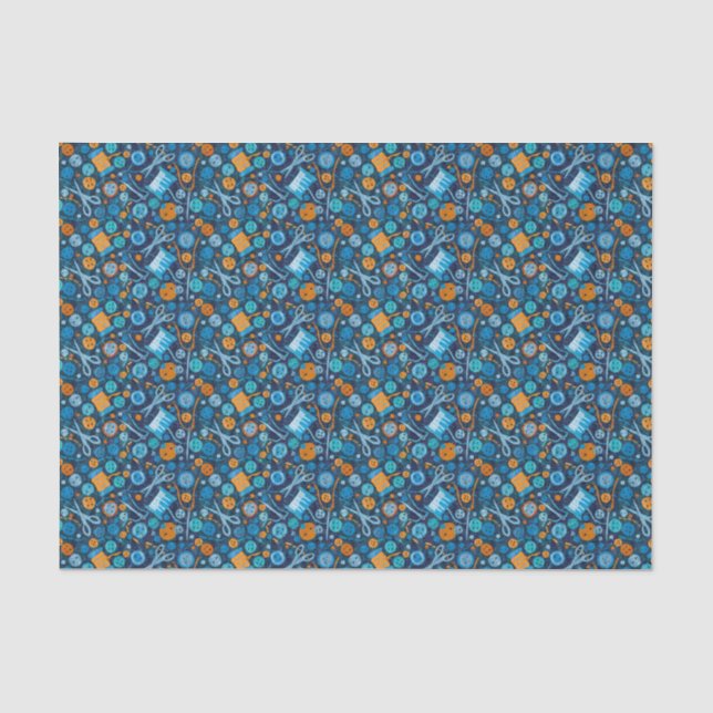Home Hobby Sewing Craft Paper Collage Pattern Blue (Front)