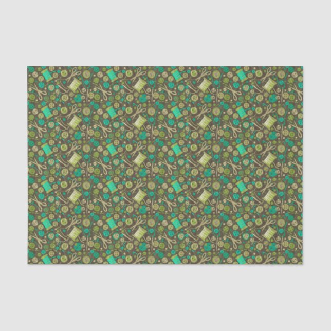 Home Hobby Sewing DIY Paper Collage Pattern Green (Front)