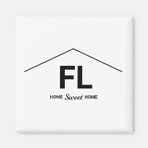Home Home State Black and White Bold Letters Magnet