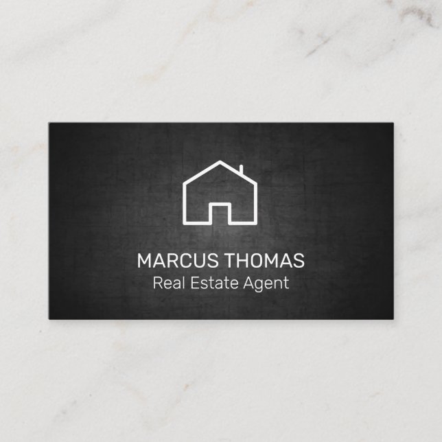 Home Icon | Black Texture Background Appointment Card (Front)