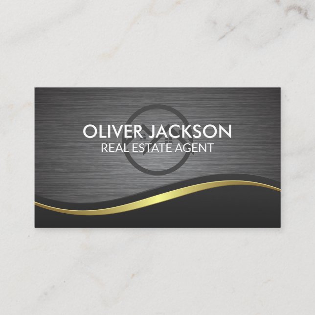 Home Icon | Metallic Brushed Wave Background Business Card (Front)