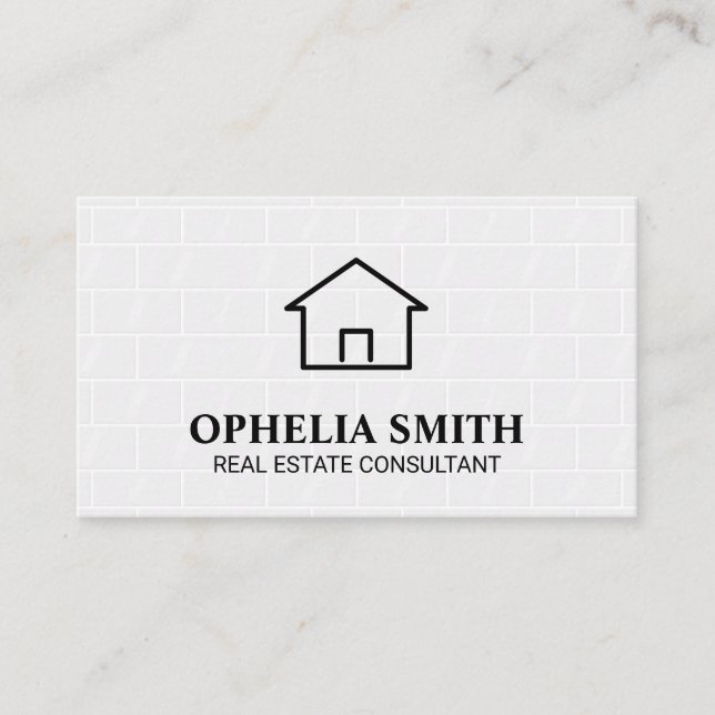 Home Icon | White Brick Tiles Business Card (Front)