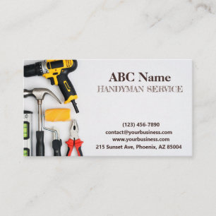 Home improvement and repair handyman services business card