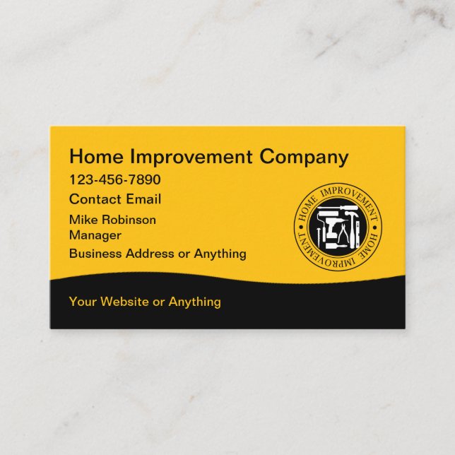 Home Improvement Modern Construction Business Card (Front)