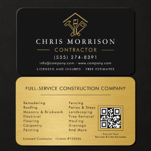 Home Improvement QR Code Metallic Business Card