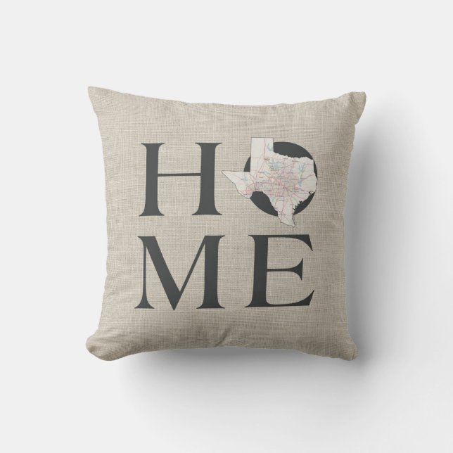 HOME in Texas - Monogrammed Throw Pillow (Front)