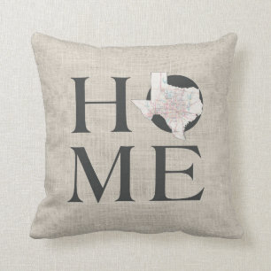 HOME in Texas - Monogrammed Throw Pillow
