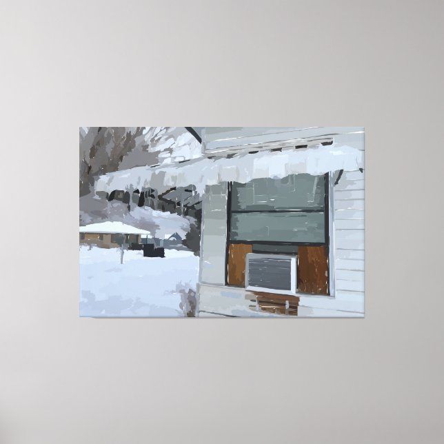 Home in Winter Stretched Canvas Print (Front)