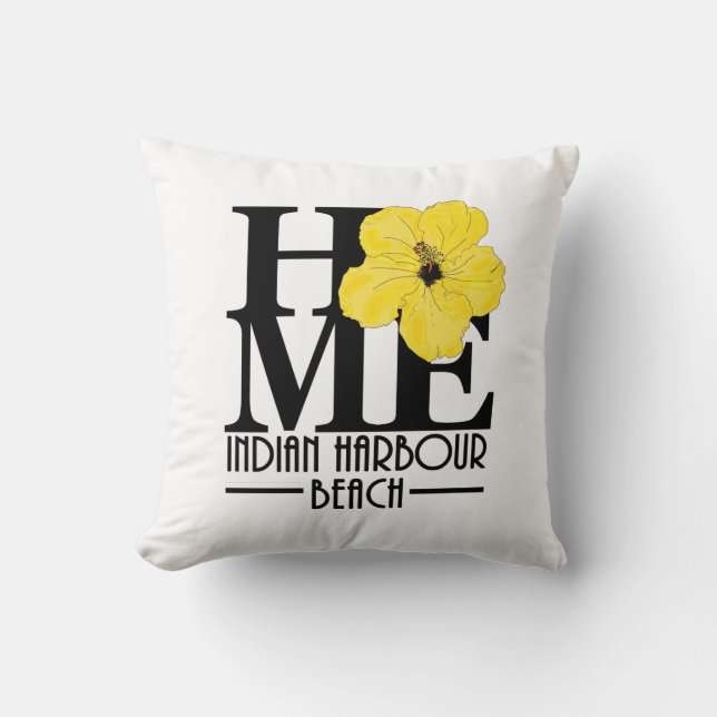 HOME Indian Harbour Beach Yellow Hibiscus Throw Pillow (Front)