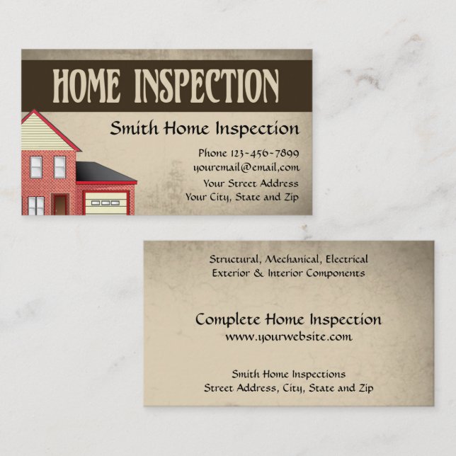 Home Inspection Inspector Business Card (Front/Back)