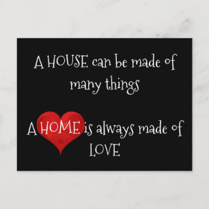 Home is always made of Love Quote Typography Heart Postcard