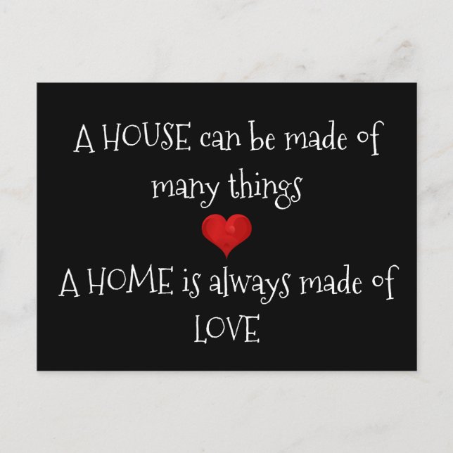 Home is always made of Love Quote Typography Heart Postcard (Front)