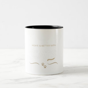 Home Is Better With Cats Cute Cat Lover Two-Tone Coffee Mug
