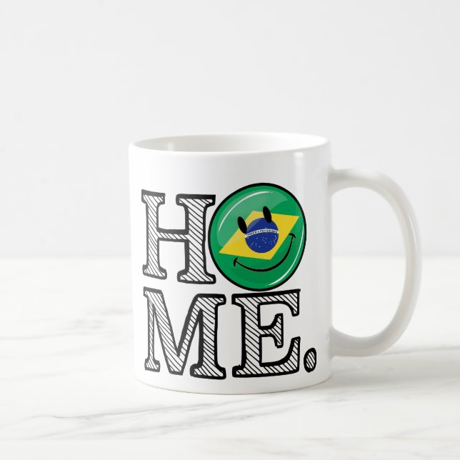 Home is Brazil Smiling Flag House Warmer Coffee Mug (Right)