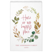 Home is our happy place watercolor foliage photo