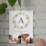 Home is our happy place watercolor foliage photo calendar<br><div class="desc">Home is our happy place watercolor foliage multi photo calendar. The perfect family calendar for yourself or as a gift.</div>