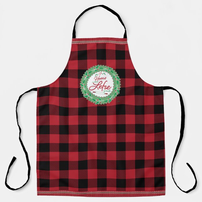 Home is Where Lefse is Made! Buffalo Check Apron (Front)