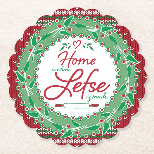 Home is Where Lefse is Made! Paper Coaster (Front)