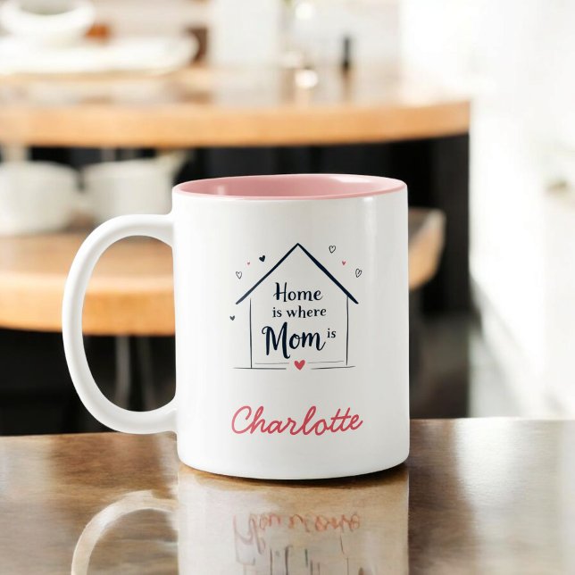 Home Is Where Mom Is | Minimalist Mother's Day Two-Tone Coffee Mug (Creator Uploaded)