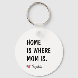 Home Is Where Mom Is Personalized Mother Gift Keychain