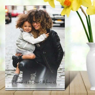 Home is where Mom is Quote Modern White Overlay Photo Block