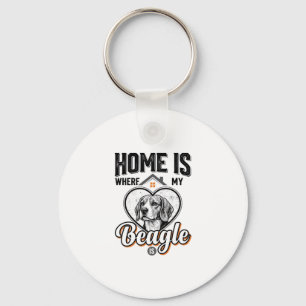 Home Is Where My Beagle Is Vintage Dog Design_1 Keychain