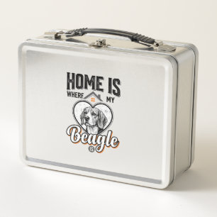 Home Is Where My Beagle Is Vintage Dog Design_1 Metal Lunch Box