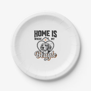 Home Is Where My Beagle Is Vintage Dog Design_1 Paper Plate