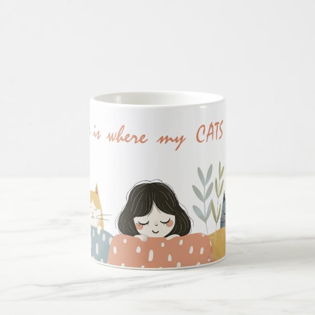 Home is Where my CATS are Cute Cat Mom  Coffee Mug (Center)