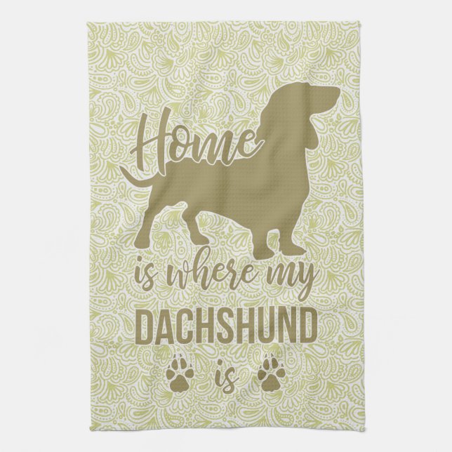 Home is Where my Dachshund is - Doxie Teckel Lover Kitchen Towel (Vertical)