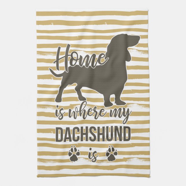 Home is Where my Dachshund is - Doxie Teckel Lover Kitchen Towel (Vertical)