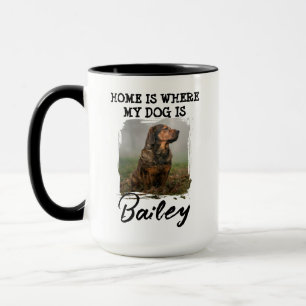 Home Is Where My Dog Is Custom Dog Name and Photo Mug