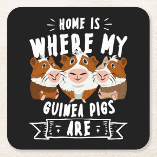 Home Is Where My Guinea Pigs Are Cavy Roddent Square Paper Coaster